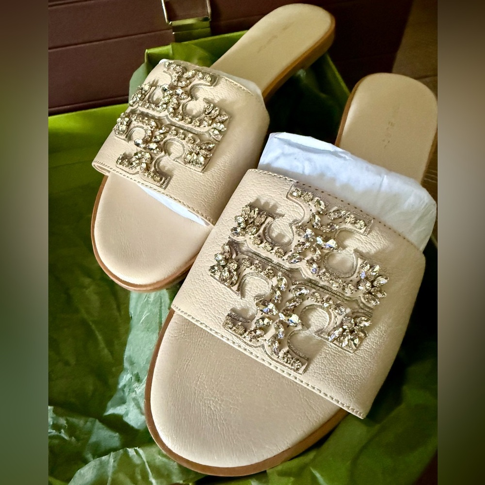 BNIB - Tory Burch Everly Embellished Slide in Dulce De Leche - Size 6